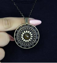 Doğal Taş Sitrin Doğal Taşlı Yuvarlak Model Antik Kadın Kolye euk46s (Sarı)