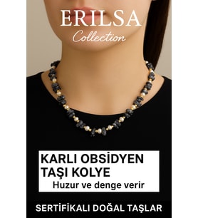 Sertifikalı Kırık Taşlı Model İnci - Karlı Obsidyen Taşı Kolye (Çok Renkli)