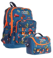 Kaukko Kids Dört Bölmeli Sırt Çantası ve Isı Yalıtımlı Beslenme Çantası Seti - Erkek Çocuk - Lacivert Turuncu