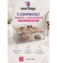 Şeffaf 3 Çekmeceli Kozmetik ve Takı Organizeri 23x14x10 cm
