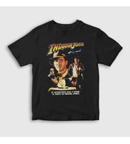 Presmono Unisex Çocuk Siyah Poster Film Indiana Jones T-Shirt 486569tt