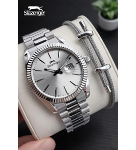Slazenger İtalyan Tasarım Bileklik Hediyeli 2 Yıl Garantili 10 Atm Çelik Erkek Kol Saat ESL2583E330