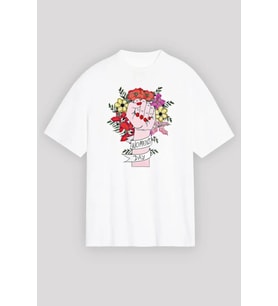 8 Mart Dünya Kadınlar Günü Baskılı Oversize Bisiklet Yaka T-shirt - Beyaz