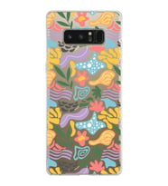 Samsung Galaxy Note 8 ile Uyumlu 1mm Kapak Memphis Desen Tasarımlı Şeffaf Silikon Kılıf