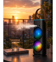 Şarjlı Buharlı Serinletici Fan RGB Işıklı Çift Pervaneli Masa Fanı
