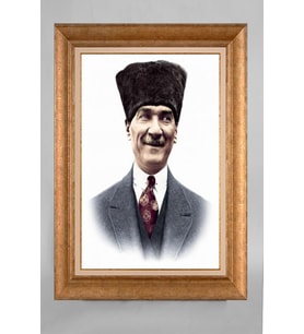 Çerçeveli Paspartulu Atatürk Tablo a146 (Gold)