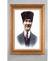 Çerçeveli Paspartulu Atatürk Tablo a146 (Gold)