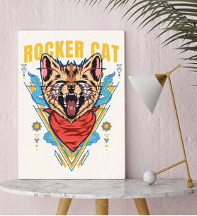 BK Gift Rocker Cat Tasarımlı Kanvas Tablo-1