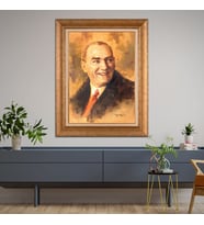Altın Varaklı Çerçeveli Paspartulu Atatürk Tablo DC1012 (Gold)