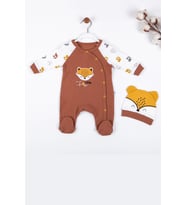Little Fox Desenli % 100 Pamuk Erkek Bebek Tulumu