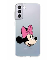 Samsung Galaxy S21 Plus Kapak Minnie Mouse Tasarımlı Şeffaf Silikon Kılıf