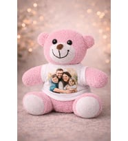 Kişiye Özel Fotoğraflı Peluş Ayıcık (Pembe)