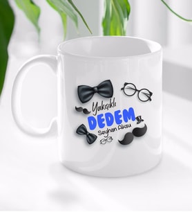 BK Gift Kişiye Özel Yakışıklı Dedem Tasarımlı Kupa Bardak-1 (Beyaz)