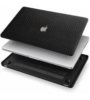 MacBook Pro 13 inç Kılıfı A1708 A1706 A1989 A2159 A2251 A2289 A2338 M1 M2 Uyumlu Sert Kapak Timsah Desenli Deri Dokulu 360° Koruma Siyah