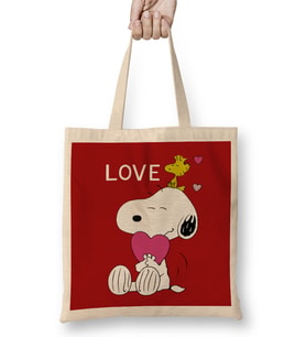 Snoopy Peanuts I Love You 01 Bez Çanta Uzun Saplı