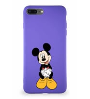 Apple iPhone 7 Plus Soft Premier Kapak Mickey Mouse-A Tasarımlı Silikon Kılıf - Mor (Şeffaf)