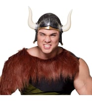 Mega Boynuzlu Viking Ivar Kaskı Eskitilmiş Desen Gümüş Renk