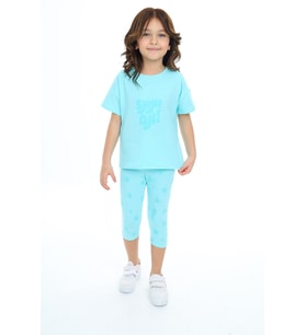 Toontoy Kız Çocuk Shıne On Baskılı Kaprili Takım (Mint Yeşili)