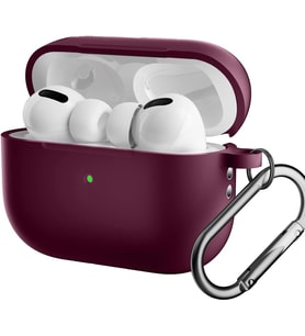 For AirPods Pro 2 ile uyumlu Kılıf Silikon Tam Koruma Kancalı Anahtarlık Comely For Apple Airpods Pro 2 ile Uyumlu Silikon Kılıf Bordo