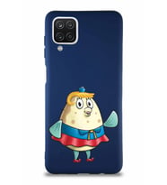 Samsung Galaxy A12 Soft Premier Kapak Bayan Puff Tasarımlı Silikon Kılıf - Lacivert (Şeffaf)