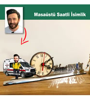 Karikatür Erkek Ambulans, Att  Model Masaüstü Saatli İsimlik MSİ43