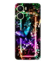 Vivo Y16 Kılıf Silikon Desen Özel Seri Butterfly Neon 1684