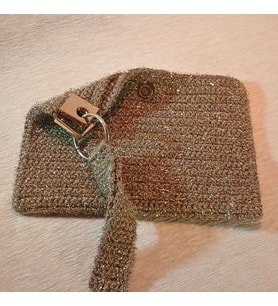 Simli Cotton El Örgüsü Kadın Clutch Çanta
