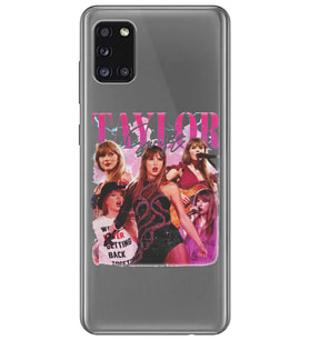 Samsung Galaxy A31 Uyumlu Taylor Swift Desenli Şeffaf Telefon Kılıfı