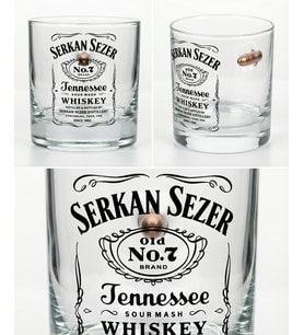 JD Etiket Özel Detaylı Viski Bardağı + 4 Adet Viski Taşı (İsim Baskılı)