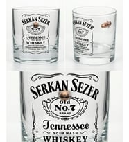 JD Etiket Özel Detaylı Viski Bardağı + 4 Adet Viski Taşı (İsim Baskılı)