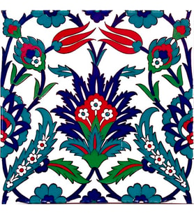 Armada Çini 20x20 Cm Ac 19 Laleli Desen Osmanlı Çini Seramik Karo