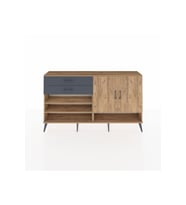 Arges Konsol 4 Raflı 2 Çekmeceli 2 Kapaklı 176x30x99 Çam-Çam/Antrasit
