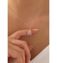 925 Ayar Gümüş Menekşe Çiçeği Kolye- 925 Ayar Gümüş Kolye