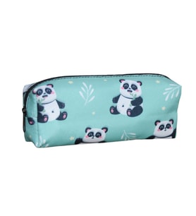 Yeşil Panda Desenli Tatlı Kalemlik - Okul Kalemliği-Makyaj Çantası