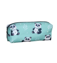 Yeşil Panda Desenli Tatlı Kalemlik - Okul Kalemliği-Makyaj Çantası
