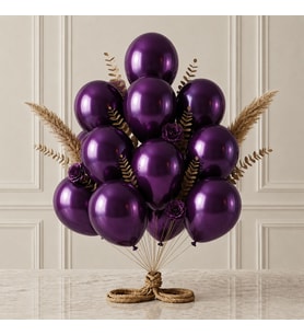 Mor Renk Lateks Metalik Balon (30 cm) - 12 Adet
