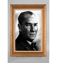 Altın Varaklı Çerçeveli Paspartulu Atatürk Tablo a699 (Gold)