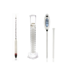 0-20 Bomemetre Hidrometre ve GM1311 Termometre Seti, 250ml Cam Mezür