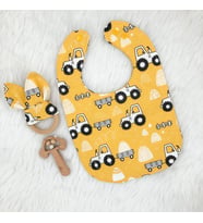 3lü Bebek Hediyelik Takımı (Sıvı Geçirmez Mama Önlüğü,Diş Kaşıyıcı, Çıngırak) Model 17
