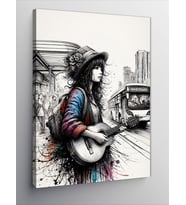 Kanvas Tablo Gitar Çalan Kız