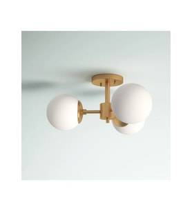 Amelia 3'lü Camlı Plafonyer Avize RA-AVZ- 2398-40-86 (Eskitme Altın)