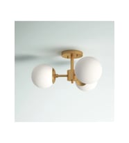 Amelia 3'lü Camlı Plafonyer Avize RA-AVZ- 2398-40-86 (Eskitme Altın)