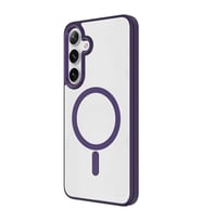 Coverzone Samsung Galaxy S24 ile uyumlu K?l?f Wireless ?arj �zellikli Metal buton Z-Krom MagSafe ile uyumlu ?effaf Transparan Double Color Silikon Kapak Derin Mor