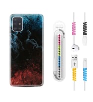 Samsung a71 A72 A73 A7 A9 2018 C7 C9 Kılıf Kablo Koruma Spiral Silikon Red Blue Black Abstact 1386