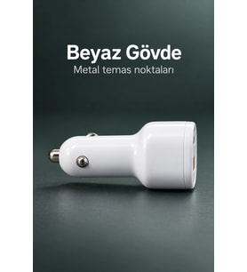 Mey İthalat® Çift Portlu Beyaz Oto Şarj Adaptörü