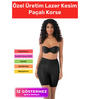 Özel Üretim İz Göstermeyen Kaymaz Sıkılaştırıcı Toparlayıcı Şekillendirici Lazer Kesim Paçalı Korse (Siyah)