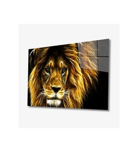 Miyrem Glasses Collection -A1^#  Aslan Hayvan Cam Tablo (Çok Renkli)