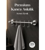 Krom Renk 5'li Kanca Askılık Lavabo Banyo Metal Bornoz Askısı