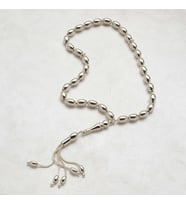 Düz Oval Gümüş Tesbih 7mm