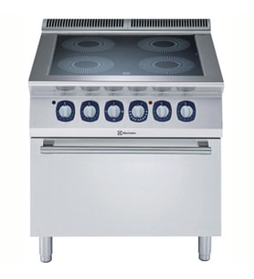 Electrolux Professional Endüstriyel 4 Zonlu Enfraruj Ocaklı Kuzine, Her Zon 2,2 Kw, Altı Elektrikli Fırınlı, Derinlik 730 Mm - 800 Mm E7IREH40E0